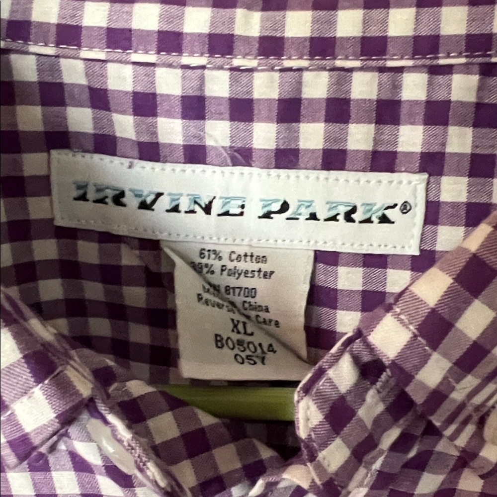 Men's Purple Gingham Button Down Shirt - Picture 2 of 4